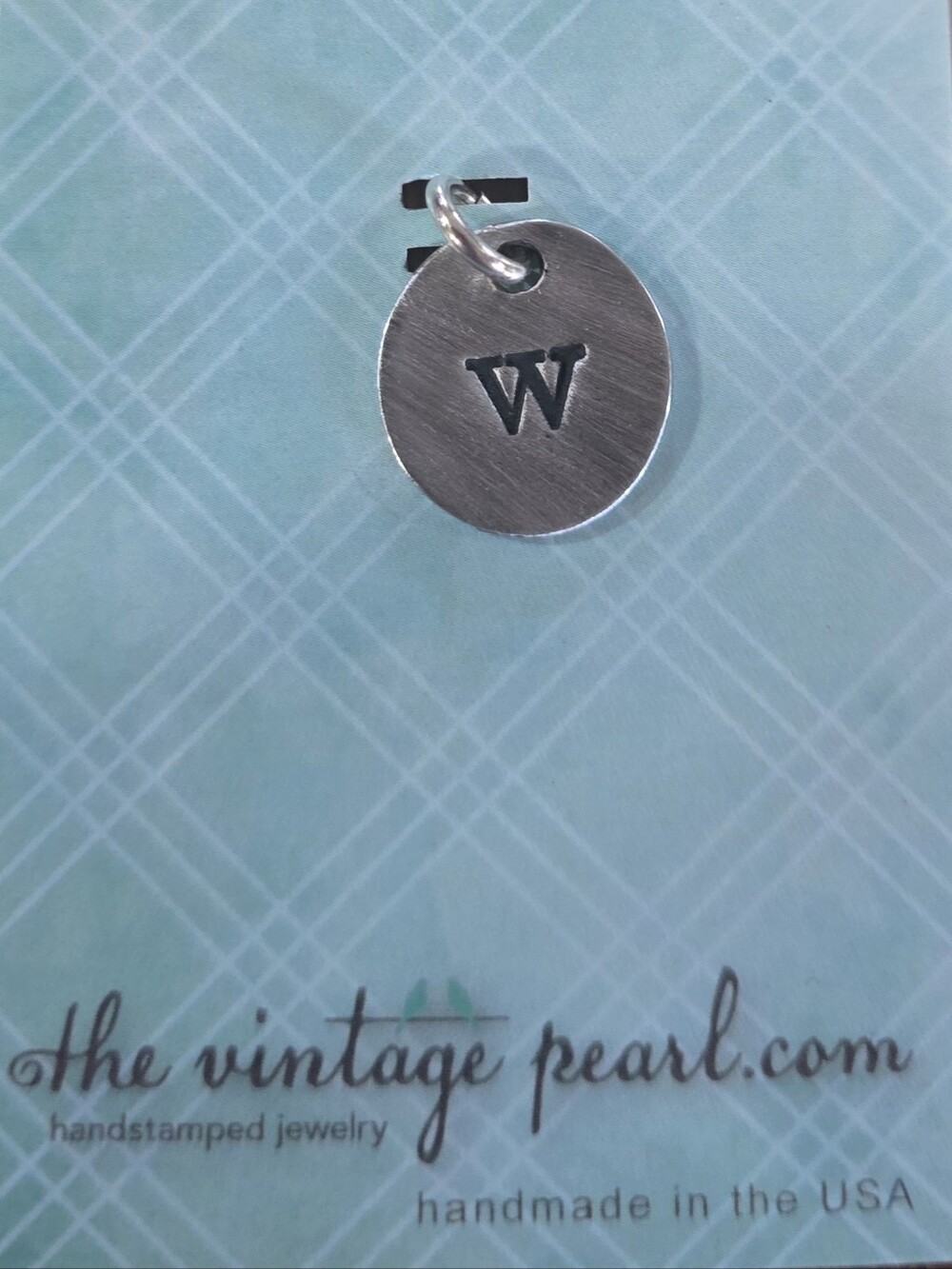 Handstamped Silver Initial 'w' Charm Pendant